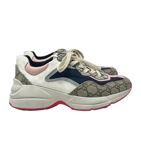 Gucci Rhyton GG Canvas Multi Monogram Low Top Sneakers Runners Size 38.5 - Picture 3 of 14